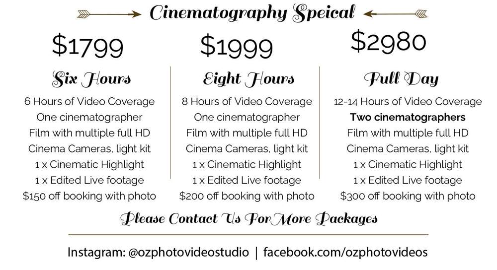 our affordable wedding videography price in Sydney